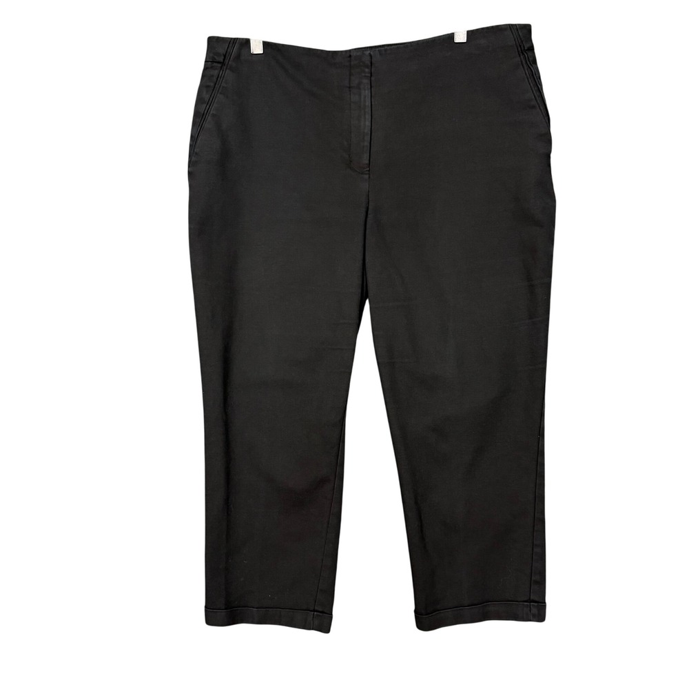 Chicos Pants 2.5 Womens 14 Black So‎ Slimming Cropped Carpi Cotton Stretch Blend